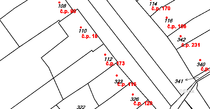 Zborovice 173 na parcele st. 112 v KÚ Zborovice, Katastrální mapa
