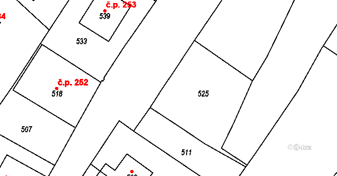 Medlov 254 na parcele st. 525 v KÚ Medlov u Uničova, Katastrální mapa