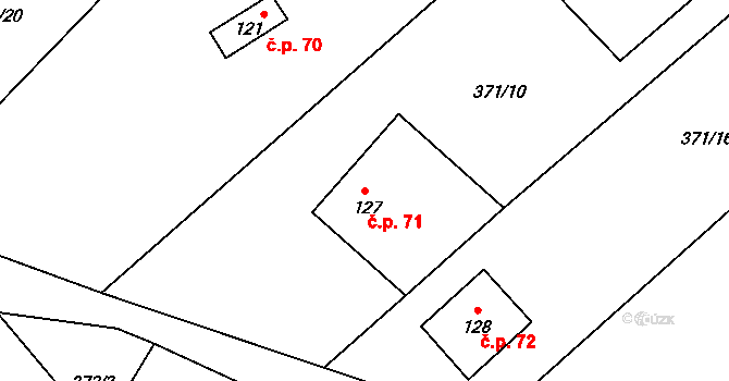 Nedvězí 71, Slaná na parcele st. 127 v KÚ Nedvězí u Semil, Katastrální mapa