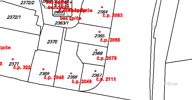 Ústí nad Labem-centrum 2078, Ústí nad Labem na parcele st. 2366 v KÚ Ústí nad Labem, Katastrální mapa