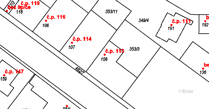 Křečkov 113 na parcele st. 106 v KÚ Křečkov, Katastrální mapa