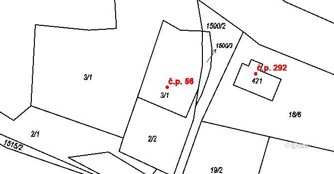 Lubno 56, Frýdlant nad Ostravicí na parcele st. 3/1 v KÚ Lubno, Katastrální mapa