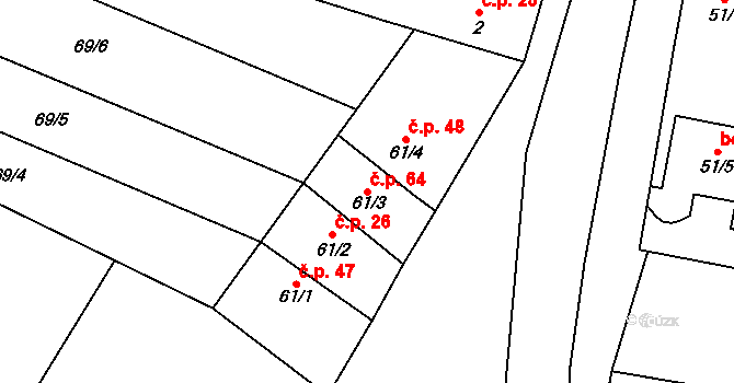 Limuzy 64, Tismice na parcele st. 61/3 v KÚ Limuzy, Katastrální mapa