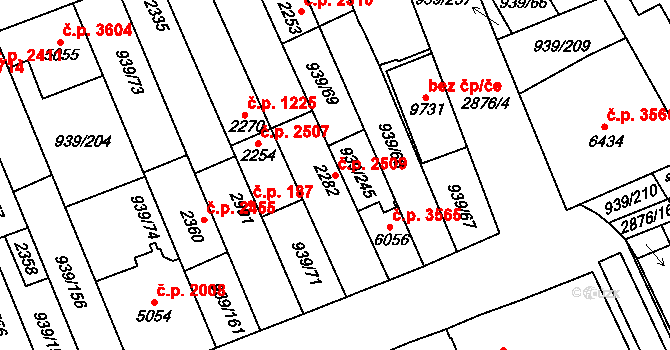 Hodonín 2509 na parcele st. 2282 v KÚ Hodonín, Katastrální mapa