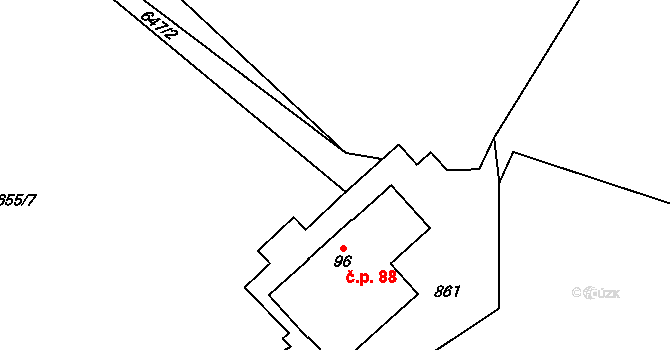 Labská 88, Špindlerův Mlýn na parcele st. 96 v KÚ Labská, Katastrální mapa
