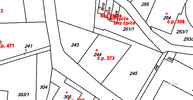 Liberec XIV-Ruprechtice 273, Liberec na parcele st. 244 v KÚ Ruprechtice, Katastrální mapa