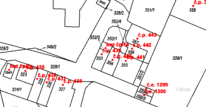 Děčín XXXII-Boletice nad Labem 439, Děčín na parcele st. 353 v KÚ Boletice nad Labem, Katastrální mapa