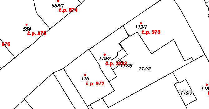 Nové Město 2092, Praha na parcele st. 119/2 v KÚ Nové Město, Katastrální mapa