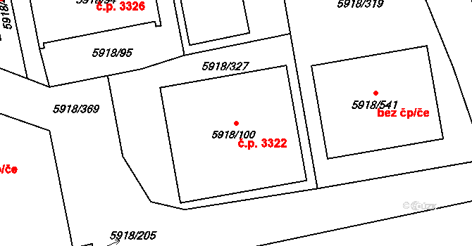 Kladno 3322 na parcele st. 5918/100 v KÚ Kladno, Katastrální mapa