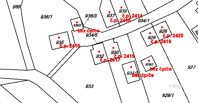 Varnsdorf 2417 na parcele st. 932 v KÚ Varnsdorf, Katastrální mapa