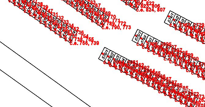Příluky 2661,2694, Zlín na parcele st. 576/1 v KÚ Příluky u Zlína, Katastrální mapa