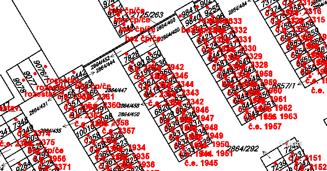 Hodonín 2343 na parcele st. 8595 v KÚ Hodonín, Katastrální mapa