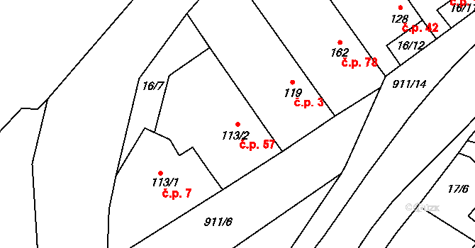 Polichno 57, Luhačovice na parcele st. 113/2 v KÚ Polichno, Katastrální mapa