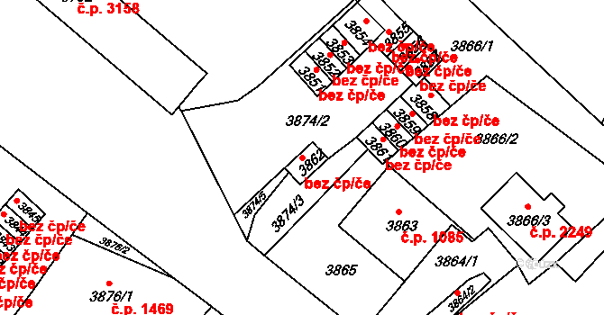 Česká Lípa 39756343 na parcele st. 3862 v KÚ Česká Lípa, Katastrální mapa