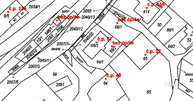 Držková 51 na parcele st. 66/3 v KÚ Držková, Katastrální mapa