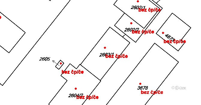 Žatec 40594343 na parcele st. 2603/1 v KÚ Žatec, Katastrální mapa