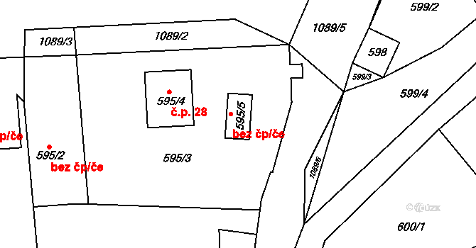 Meclov 42978343 na parcele st. 595/5 v KÚ Mračnice, Katastrální mapa