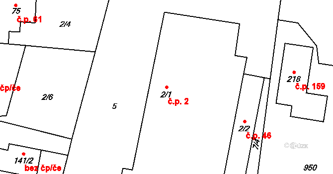 Čavisov 2 na parcele st. 2/1 v KÚ Čavisov, Katastrální mapa