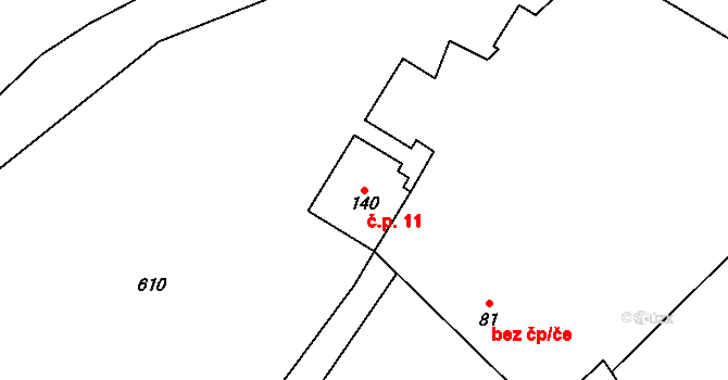 Dubí 11, Tutleky na parcele st. 140 v KÚ Tutleky, Katastrální mapa