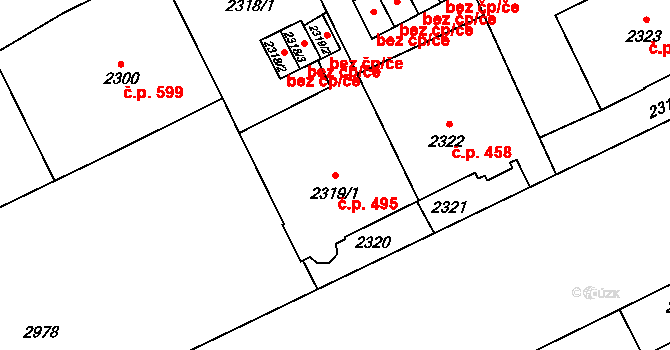 Předměstí 495, Opava na parcele st. 2319/1 v KÚ Opava-Předměstí, Katastrální mapa
