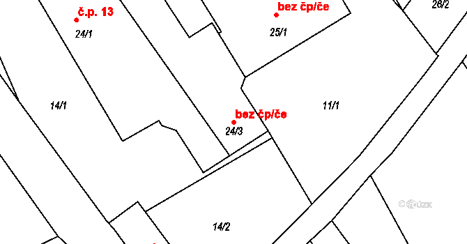 Ježovy 45200343 na parcele st. 24/3 v KÚ Trnčí, Katastrální mapa