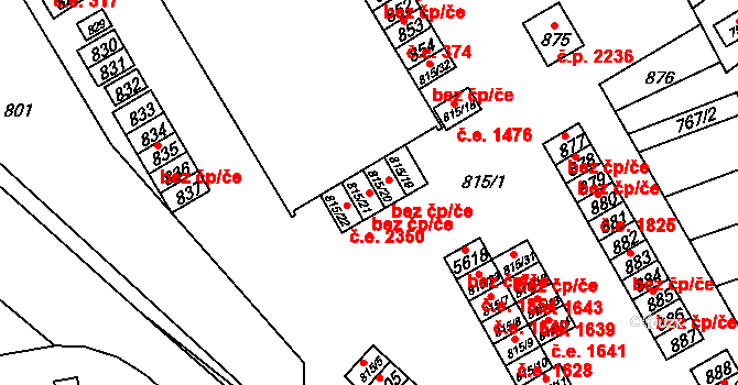Brno 45547343 na parcele st. 815/21 v KÚ Řečkovice, Katastrální mapa