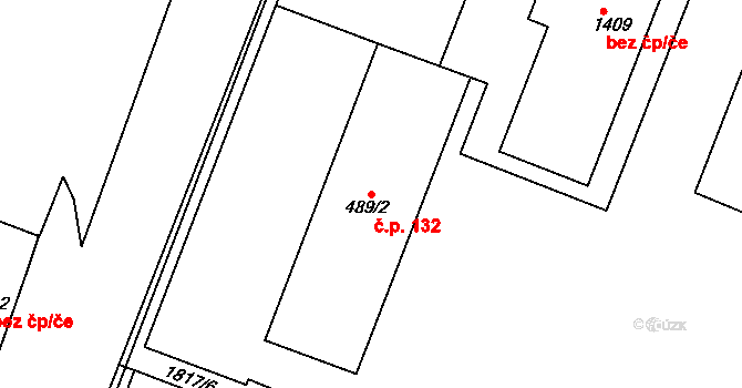 Litovel 132 na parcele st. 489/2 v KÚ Litovel, Katastrální mapa