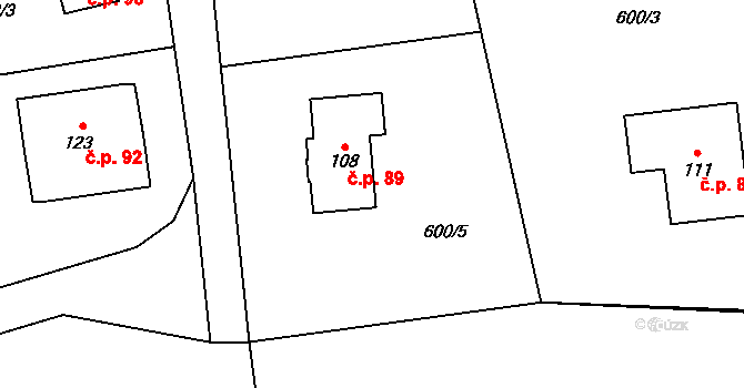 Synkov 89, Synkov-Slemeno na parcele st. 108 v KÚ Synkov, Katastrální mapa