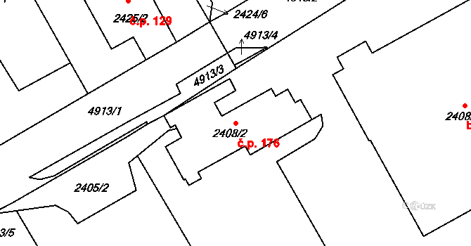 Pražské Předměstí 176, Vysoké Mýto na parcele st. 2408/2 v KÚ Vysoké Mýto, Katastrální mapa