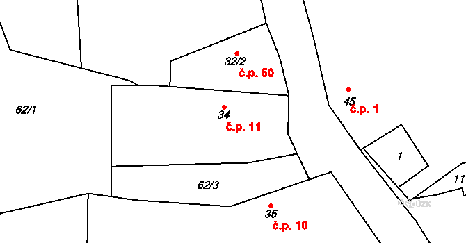 Kvasetice 11, Plánice na parcele st. 34 v KÚ Kvasetice, Katastrální mapa