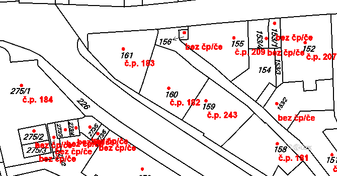 Česká Skalice 182 na parcele st. 160 v KÚ Česká Skalice, Katastrální mapa