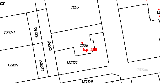 Třemošná 465 na parcele st. 1226 v KÚ Třemošná, Katastrální mapa