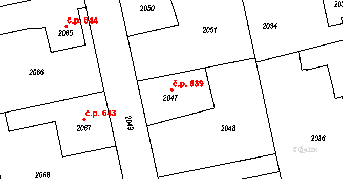 Bludov 639 na parcele st. 2047 v KÚ Bludov, Katastrální mapa