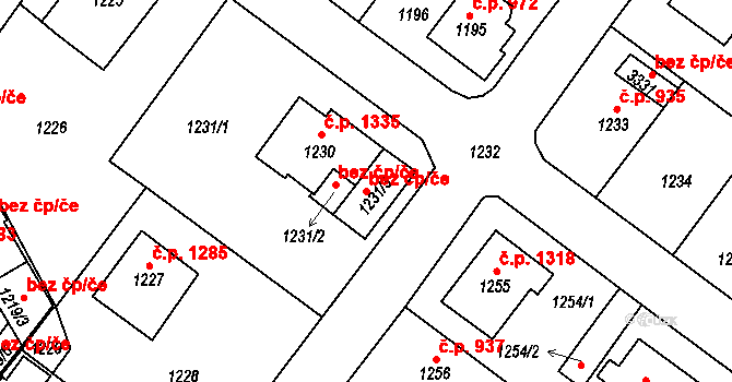 Duchcov 79325343 na parcele st. 1231/3 v KÚ Duchcov, Katastrální mapa