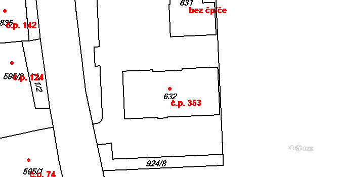Velká Ves 353, Broumov na parcele st. 632 v KÚ Velká Ves u Broumova, Katastrální mapa