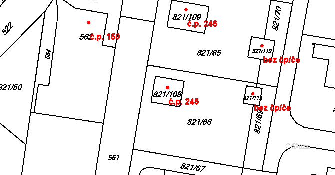 Děhylov 245 na parcele st. 821/108 v KÚ Děhylov, Katastrální mapa