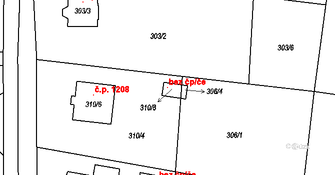 Zubří 100241344 na parcele st. 310/8 v KÚ Zubří, Katastrální mapa