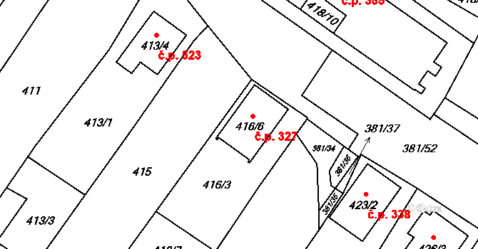 Šanov 327 na parcele st. 416/6 v KÚ Šanov nad Jevišovkou, Katastrální mapa