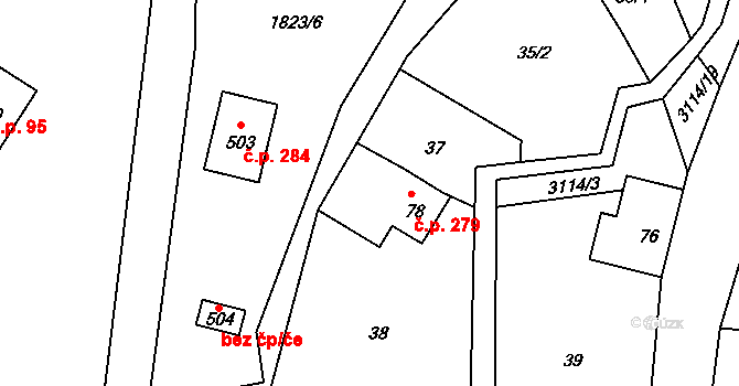 Heřmanice v Podještědí 279, Jablonné v Podještědí na parcele st. 78 v KÚ Heřmanice v Podještědí, Katastrální mapa