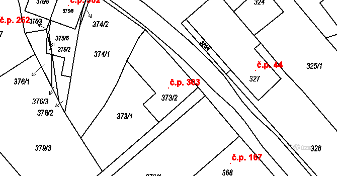 Míkovice 303, Uherské Hradiště na parcele st. 373/2 v KÚ Míkovice nad Olšavou, Katastrální mapa