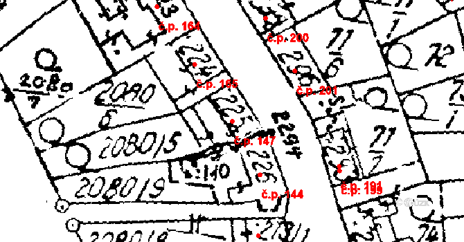 Luleč 147 na parcele st. 225 v KÚ Luleč, Katastrální mapa
