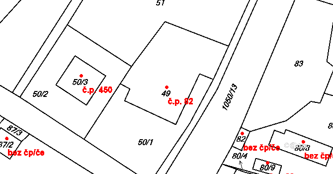 Krmelín 82 na parcele st. 49 v KÚ Krmelín, Katastrální mapa