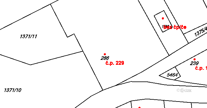 Podkozí 229, Chyňava na parcele st. 286 v KÚ Chyňava, Katastrální mapa