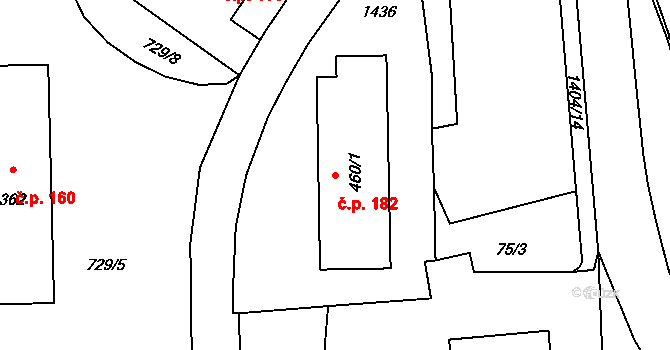 Kamýk nad Vltavou 182 na parcele st. 460/1 v KÚ Kamýk nad Vltavou, Katastrální mapa