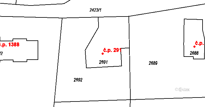 Lutyně 291, Orlová na parcele st. 2691 v KÚ Horní Lutyně, Katastrální mapa