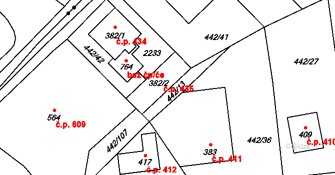 Solanec pod Soláněm 435, Hutisko-Solanec na parcele st. 382/2 v KÚ Solanec pod Soláněm, Katastrální mapa