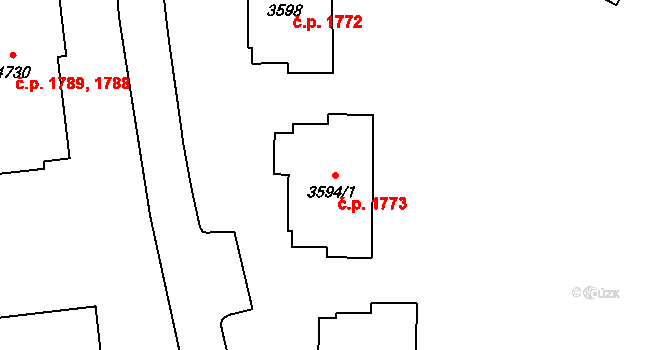 Rožnov pod Radhoštěm 1773 na parcele st. 3594/1 v KÚ Rožnov pod Radhoštěm, Katastrální mapa