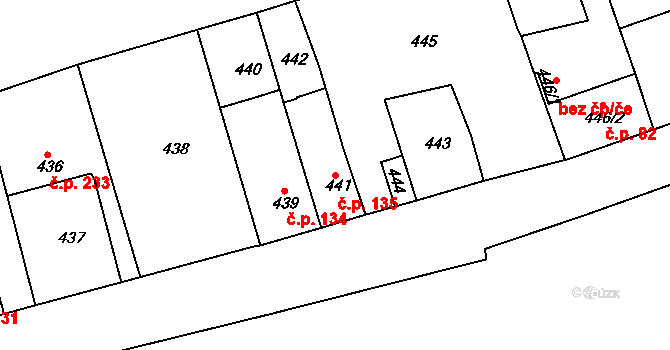 Neštěmice 135, Ústí nad Labem na parcele st. 441 v KÚ Neštěmice, Katastrální mapa