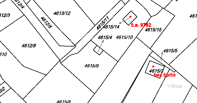 Severní Terasa 9212, Ústí nad Labem na parcele st. 4615/4 v KÚ Ústí nad Labem, Katastrální mapa