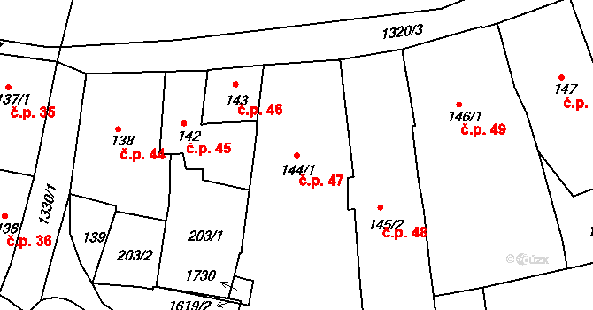 Strakonice I 47, Strakonice na parcele st. 144/1 v KÚ Strakonice, Katastrální mapa